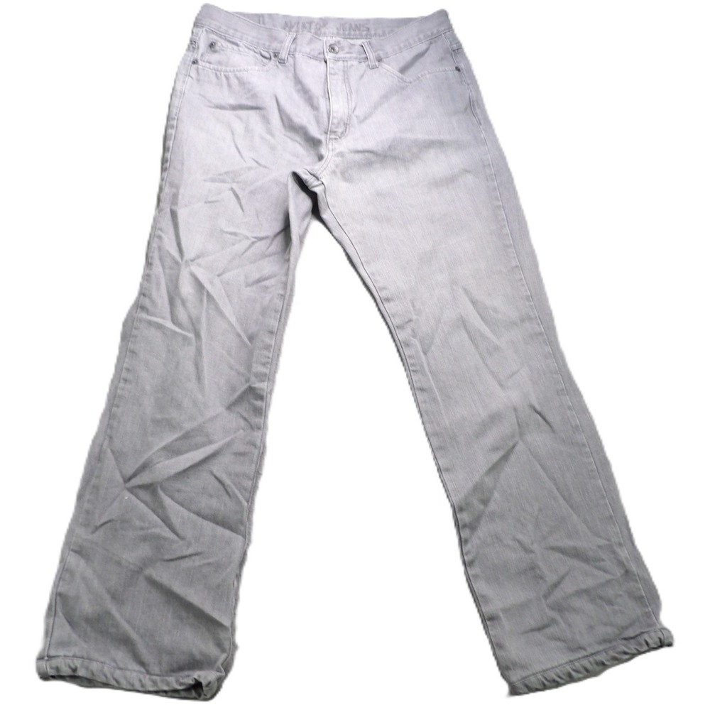 Aviator Jeans Men 44 Straight Leg Denim Pants 100% Cotton Solid Gray Casual Logo